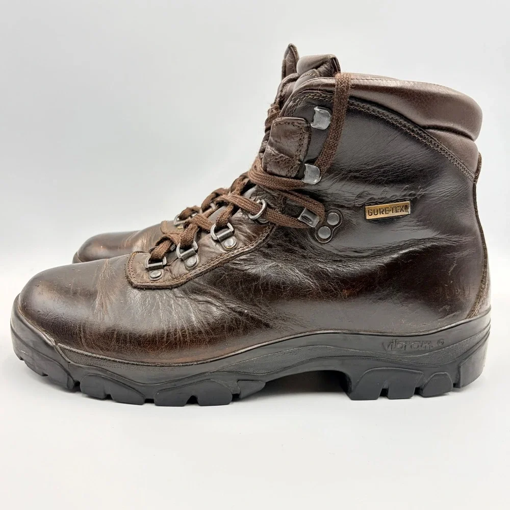 Vintage Cabelas Gore-Tex Leather Hiking Boots Brown Vibram Mens 9.5 Womens‎ 11